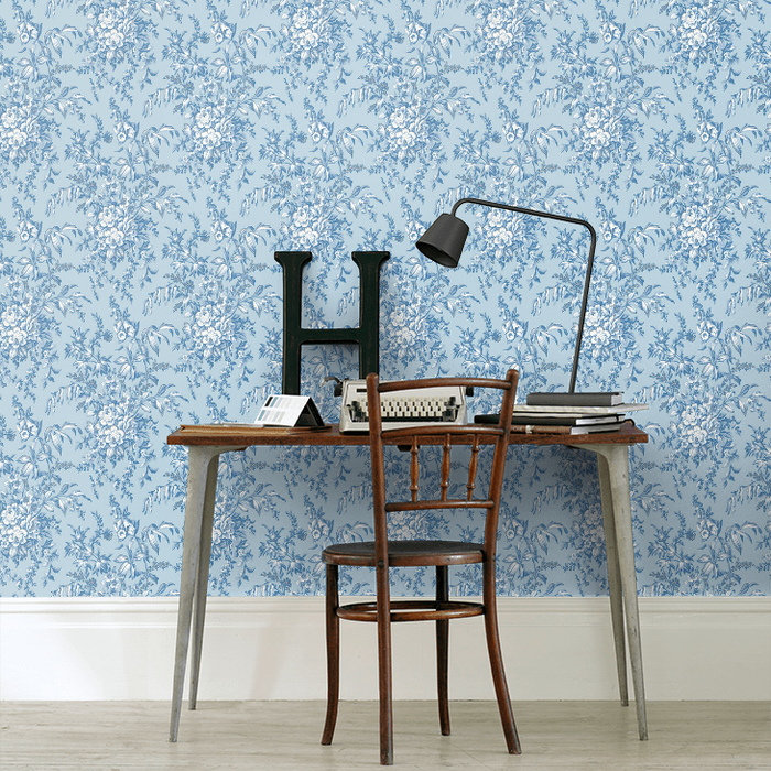 Laura Ashley Picardie Wallpaper - Blue Sky