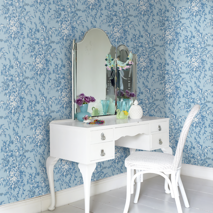 Laura Ashley Picardie Wallpaper - Blue Sky