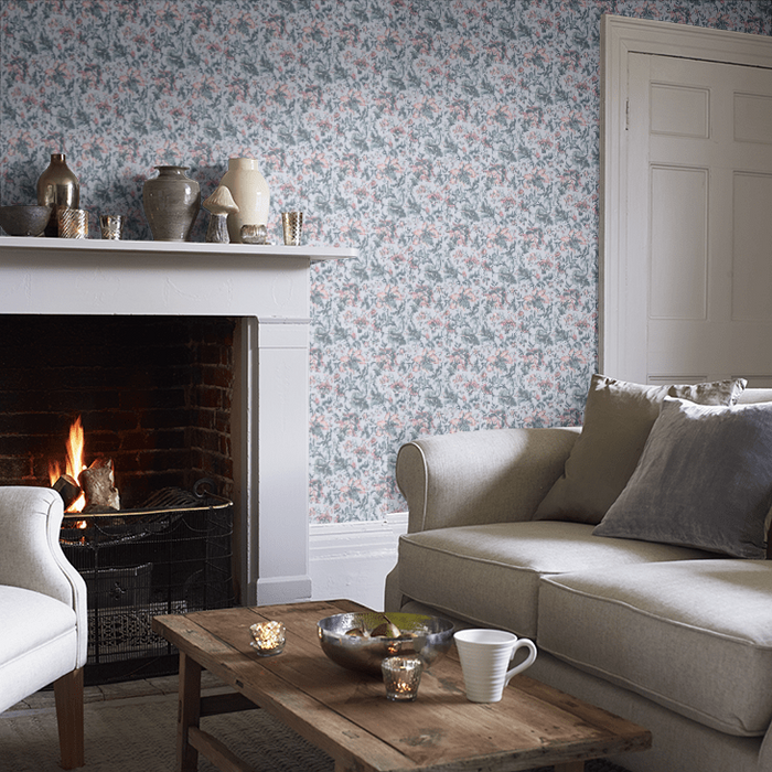 Laura Ashley Portia Wallpaper - Pale Slate