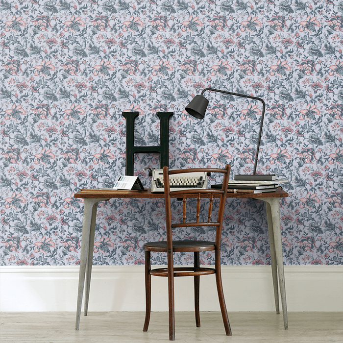 Laura Ashley Portia Wallpaper - Pale Slate