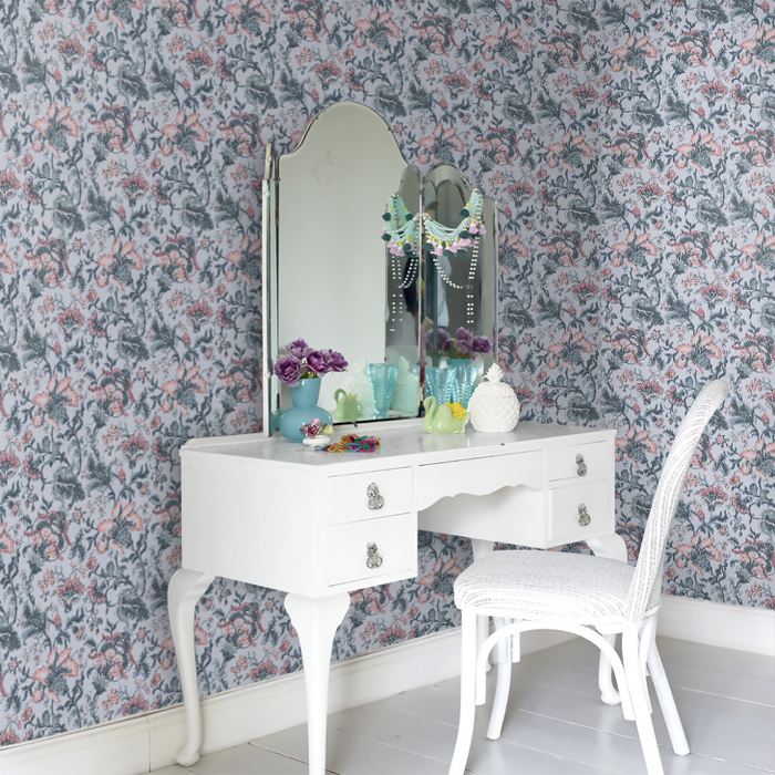 Laura Ashley Portia Wallpaper - Pale Slate