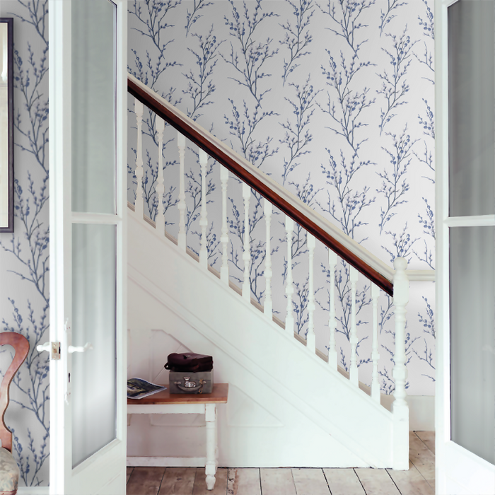 Laura Ashley Pussy Willow Wallpaper - Off White/Midnight