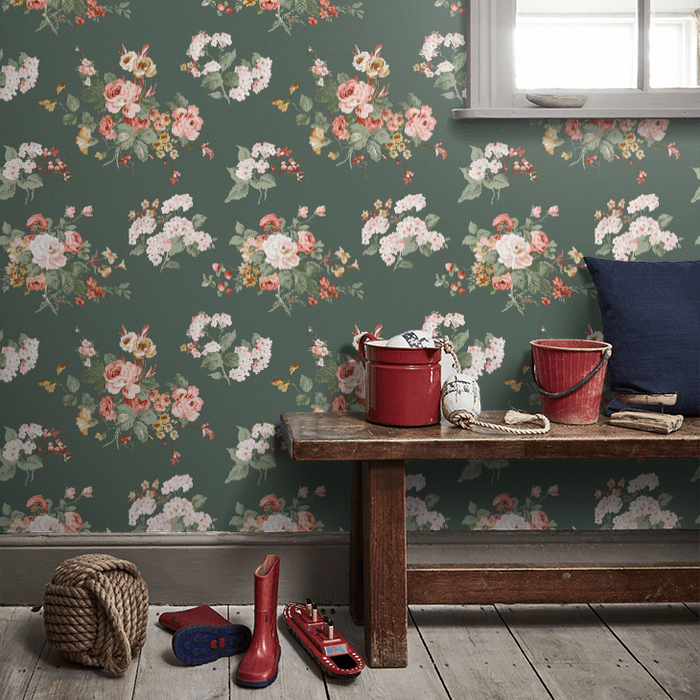 Laura Ashley Rosemore Wallpaper - Fern