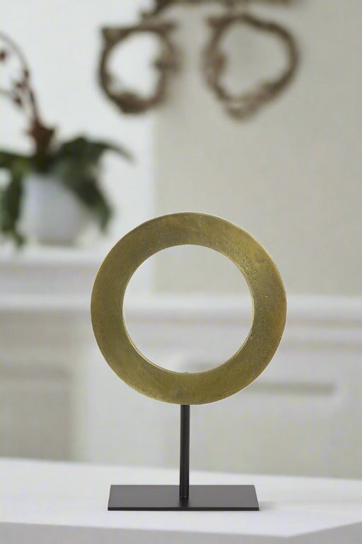 Waahid Circular Gold Ornament on Base (small) - Decor Interiors -  House & Home